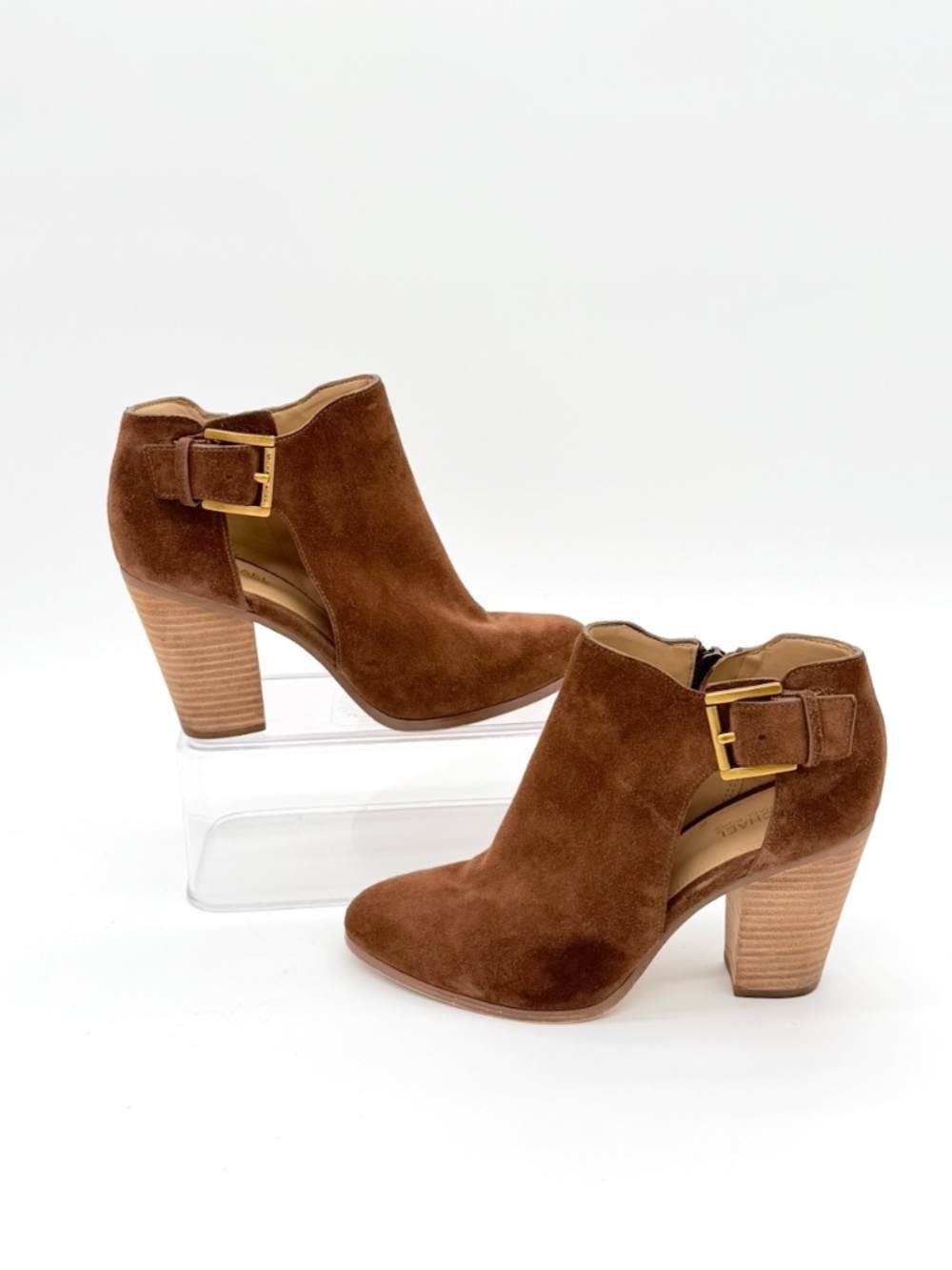 MICHAEL Michael Kors Adams Brown Suede Cutout Buckle Ankle Boots Booties 6.5M